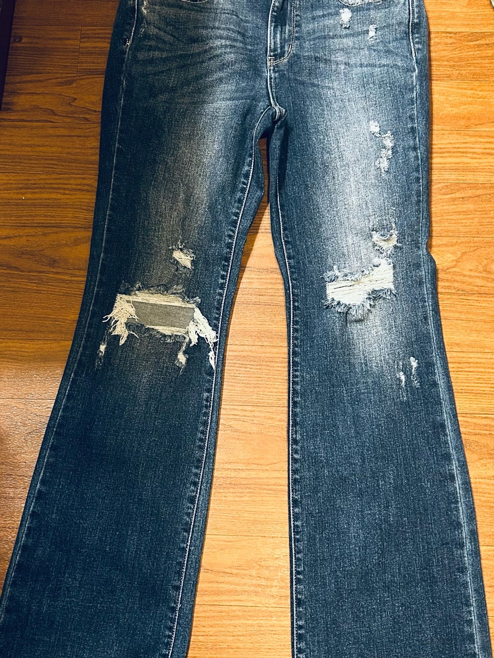 Judy Blue Dark Wash Distressed Flare Jeans